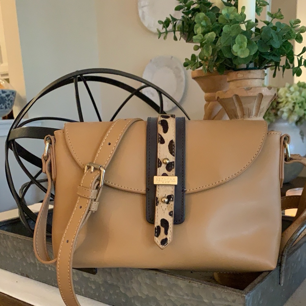 Spartina 449 Calf Hair Trim Leather Crossbody Handbag